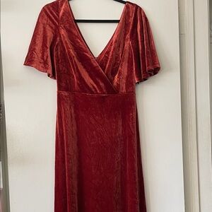 Ever Pretty|Elegant Velvet Orange Red Dress| size 10|NWT
